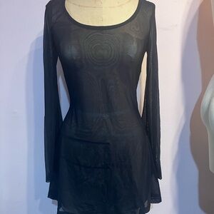 Betsey Johnson Black Sheer Long Sleeve Dress